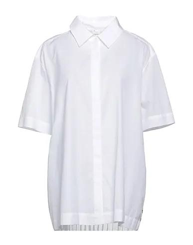 White Knitted Solid color shirts & blouses