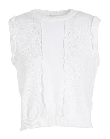 White Knitted Top COTTON PATCHWORK TANK TOP
