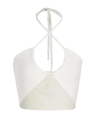 White Knitted Top VISCOSE BLEND TWIST STRAP KNIT TOP
