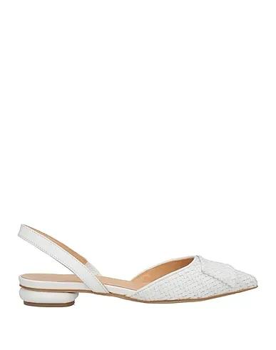 White Leather Ballet flats