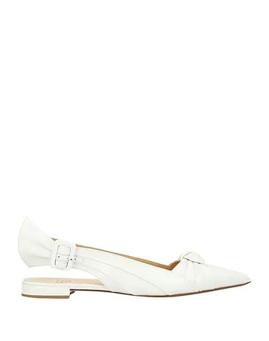 White Leather Ballet flats
