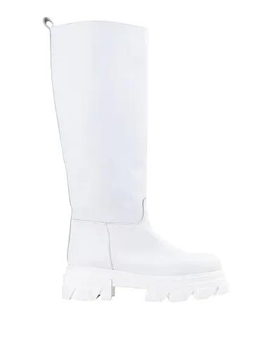 White Leather Biker boots