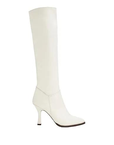 White Leather Boots GLOVE LEATHER HEELED  BOOTS
