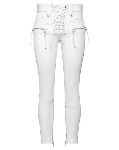 White Leather Casual pants
