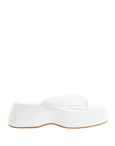 White Leather Flip flops LEATHER TOE POST SANDALS

