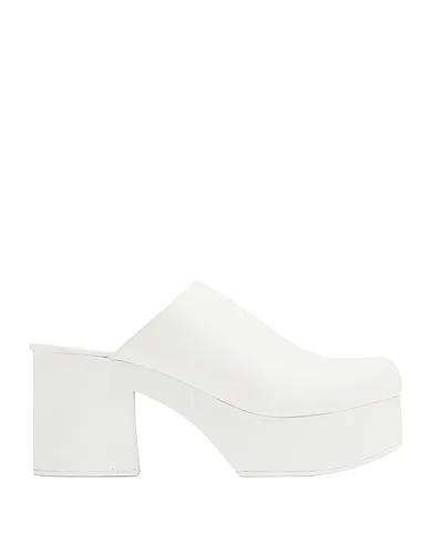 White Leather Mules and clogs DRUMMED LEATHER CLOGS
