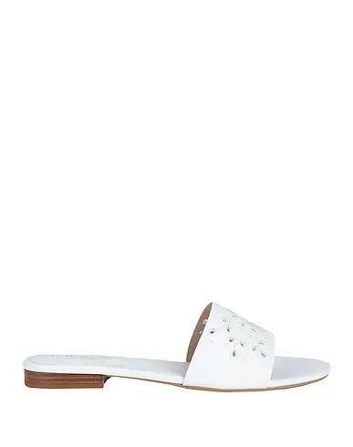 White Leather Sandals ANDEE EYELET LEATHER SLIDE SANDAL
