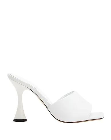 White Leather Sandals LEATHER SQUARE-TOE MULES