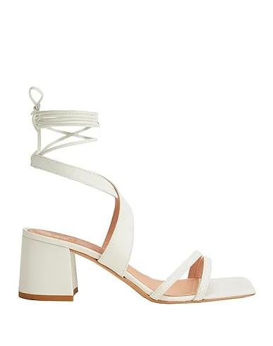 White Leather Sandals LEATHER SQUARE TOE MULES
