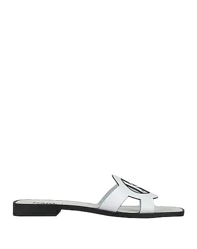 White Leather Sandals SKOOT II Monogram Slide