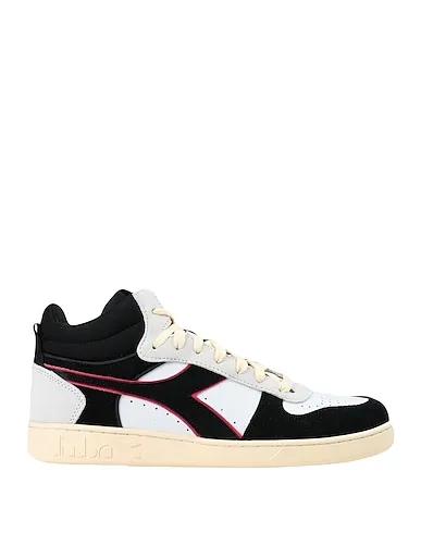 White Leather Sneakers MAGIC BASKET DEMI CUT SUEDE LEATHER
