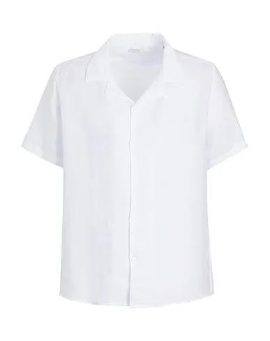 White Linen shirt LINEN CAMP-COLLAR S/SLEEVE SHIRT
