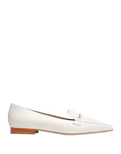 White Loafers LEATHER OBLONG SQUARE TOE HORSEBIT LOAFER

