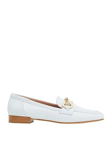 White Loafers LEATHER SQUARE TOE PENNY LOAFERS WITH HORSEBIT
