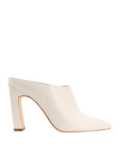 White Mules and clogs LEATHER POINT TOE BLOCK-HEEL MULE
