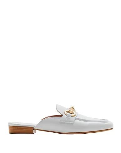 White Mules and clogs LEATHER SQUARE TOE PENNY LOAFERS WITH HORSEBIT
