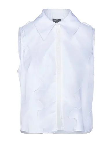 White Organza Solid color shirts & blouses