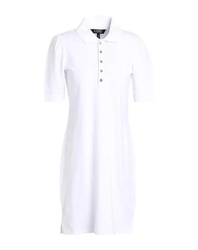 White Piqué Office dress COLLARED SHIFT DRESS
