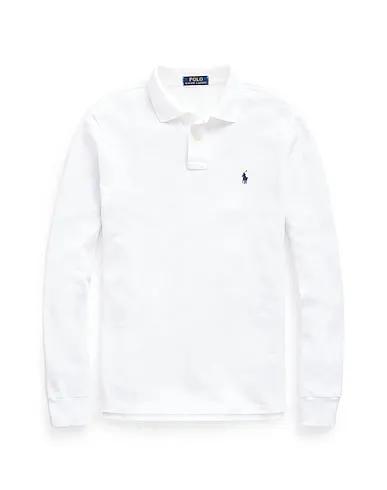 White Piqué Polo shirt CUSTOM SLIM FIT MESH POLO SHIRT
