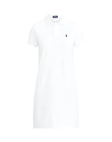 White Piqué Short dress COTTON MESH POLO DRESS
