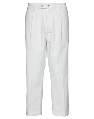 White Plain weave Casual pants