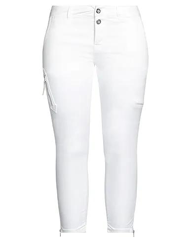 White Plain weave Cropped pants & culottes