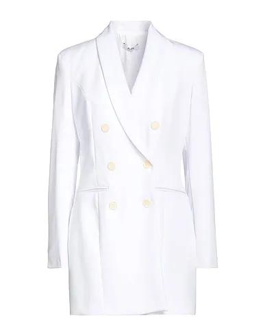 White Plain weave Double breasted pea coat