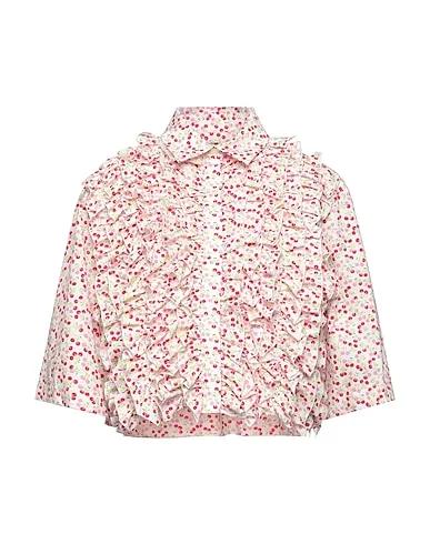 White Plain weave Floral shirts & blouses