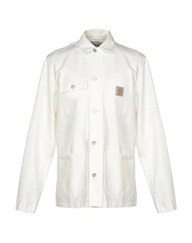 White Plain weave Full-length jacket