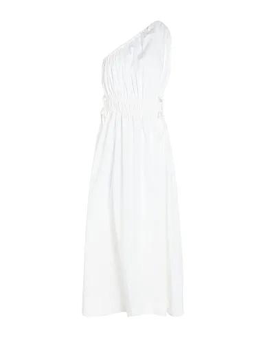 White Plain weave Long dress LA ORA MIDI DRESS
