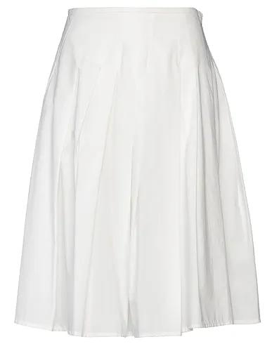 White Plain weave Midi skirt
