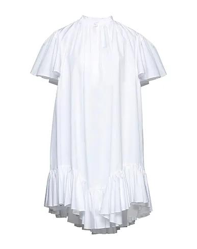 White Plain weave Pleated dress