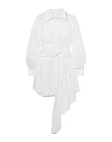 White Plain weave Pleated dress