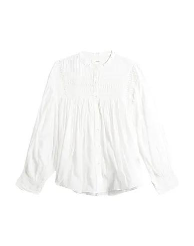 White Plain weave Solid color shirts & blouses