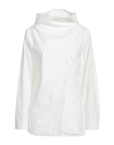 White Plain weave Solid color shirts & blouses