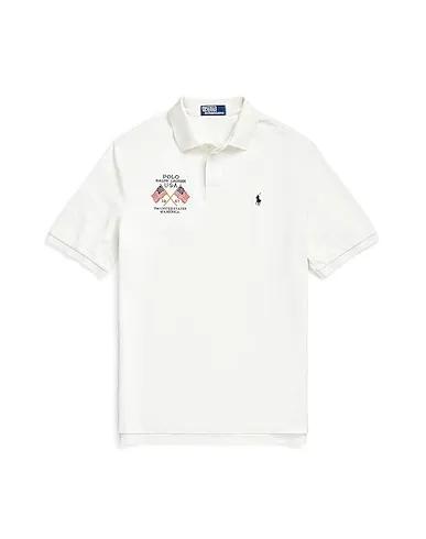 White Polo shirt CLASSIC FIT FLAG-EMBROIDERED POLO SHIRT
