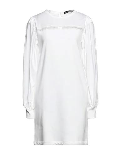 White Poplin Short dress FABRIC MIX SWEAT DRESS
