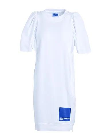 White Poplin Short dress KLJ RUFFLED SWEAT DRESS
