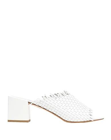 White Sandals LEATHER WOVEN SQUARE TOE MULE
