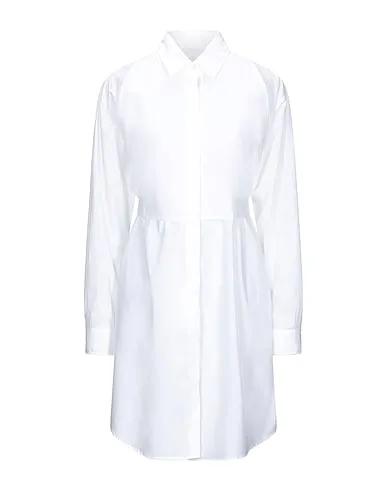 White Plain weave Shirt dress