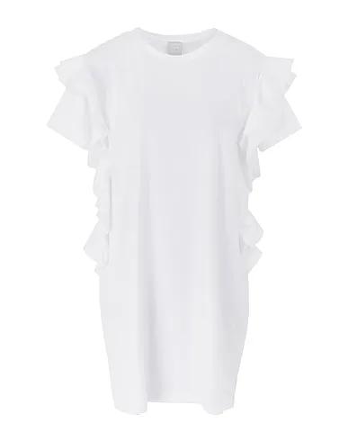 White Short dress ORGANIC COTTON RUFFLED SLEEVE SHORT DRESS
