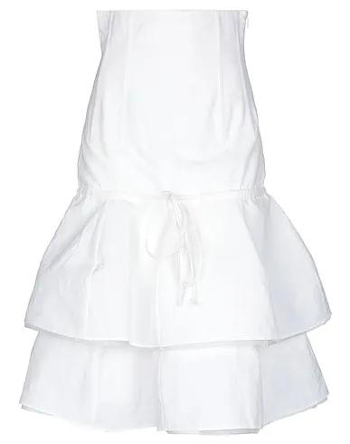 White Silk shantung Midi skirt