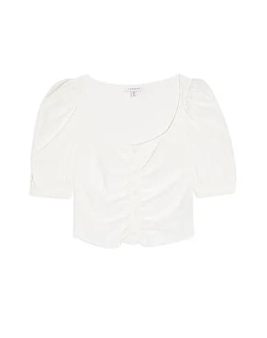White Solid color shirts & blouses IVORY BUTTON PRAIRIE SHORT SLEEVE BLOUSE

