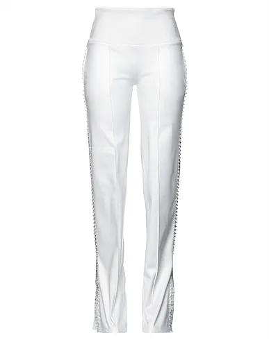 White Synthetic fabric Casual pants