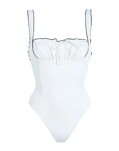White Synthetic fabric One-piece swimsuits fawn one piece
