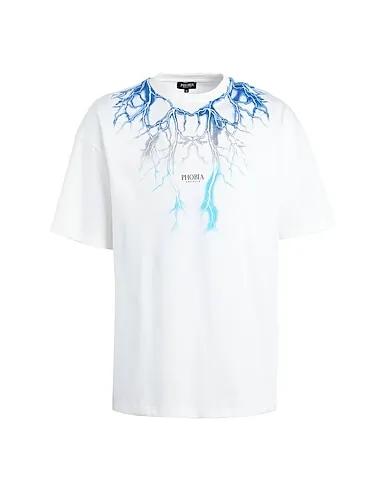 White T-shirt OFF WHITE T-SHIRT WITH BLUE GREY LIGHTBL LIGHTNING
