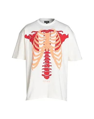 White T-shirt OFF WHITE T-SHIRT WITH RED SKELETON PRINT
