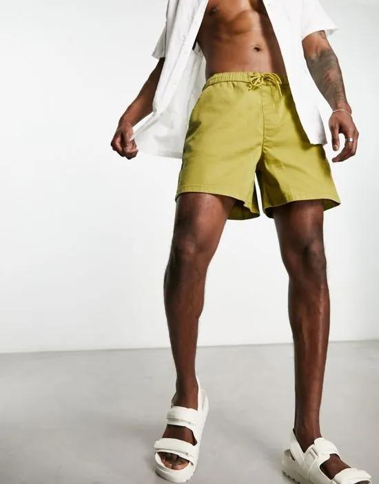 wide chino shorts in shorter length in khaki