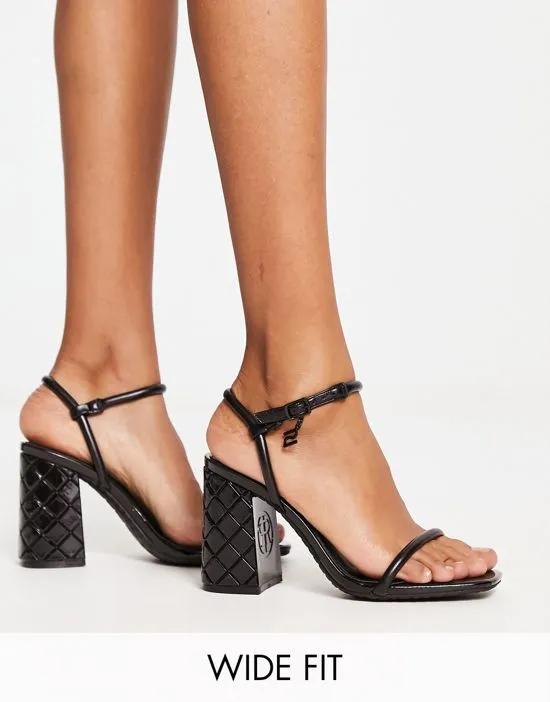 Wide Fit block heeled sandal in black