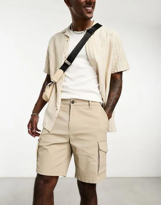 wide fit cargo short in beige